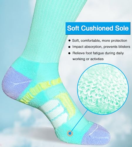 Suaskk Womens Cushioned Breathable Athletic Running Crew Socks 5 Pairs - color: Colourful 5 Pairs, size: 6-9