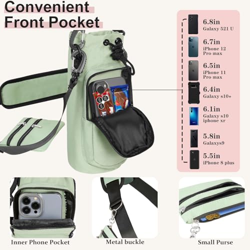 Insulated Water Bottle Carrier with Adjustable Strap - 25/32/40 oz Water Bottle Crossbody Bag with Small Purse for Hiking, Gym, Travel - color: Turquoise