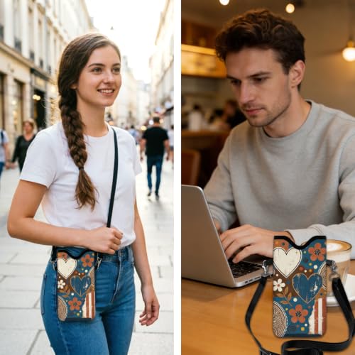 GLOBLELAND Pattern Cell Phone Sleeve Pouch Case Bag with Crossbody Strap Neck Lanyard for Women Men - color: Paisley Pattern