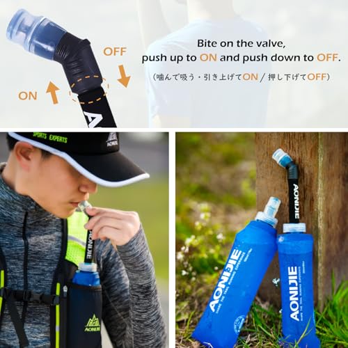 TRIWONDER Collapsible Water Bottles TPU Soft Flask Running Bottles BPA-Free Sports Flasks for Hiking Climbing Camping (500ml/16.91oz with Straws - Pack of 2) - color: 500ml/16.91oz with Straws - Pack of 2