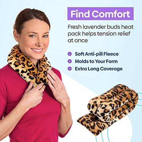 SunnyBay Lavender Heating Pad, Neck and Shoulder Wrap, 26x5 inch - color: Leopard