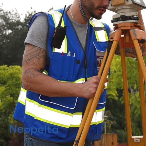 Neopelta Hi Vis Reflective Safety Vest for Men Women Blue Mesh/Yellow M - color: Blue / Yellow Trim, size: Medium