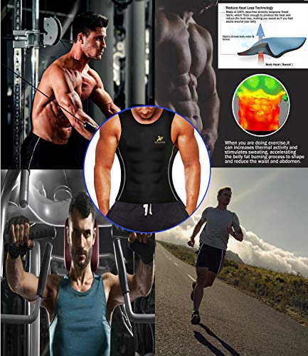 NINGMI Sweat Vest for Men Neoprene Waist Trainer Tank Weighted Vest Waist Trimmer Sauna Suit Running Vest - size: Medium