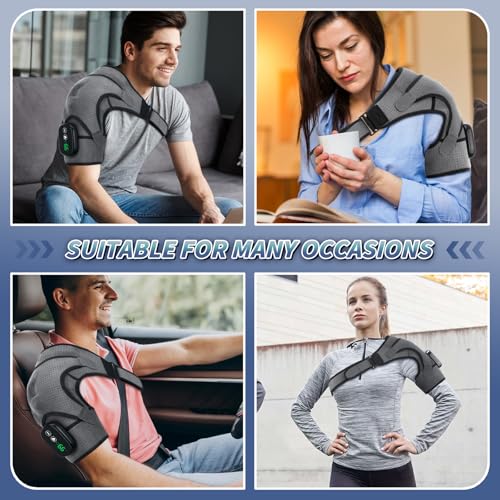 Cordless Shoulder Massager with Heat and Vibration, 3 Heat & 3 Vibration - color: Grey