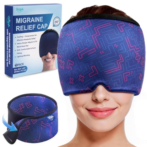 Hilph Adjustable Migraine Relief Cap, Headache Hat with Thickened Gel - style: Cool Blue