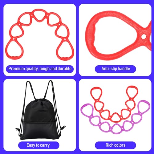 Zomiboo 5 Pcs 7 Ring Resistance Exercise Bands Resistance Stretch Band with Drawstring Backpack Bag Portable TPR Elastic Stretching Leg and Arm Exerciser for Home or Fitness Center Walking