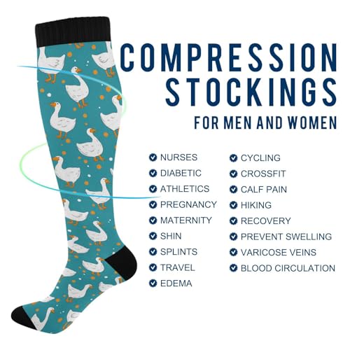Wusikd Heartbeat Symbol Compression Socks for Women and Men Circulation Black Long Socks for Athletic Running 1 - color: Goose