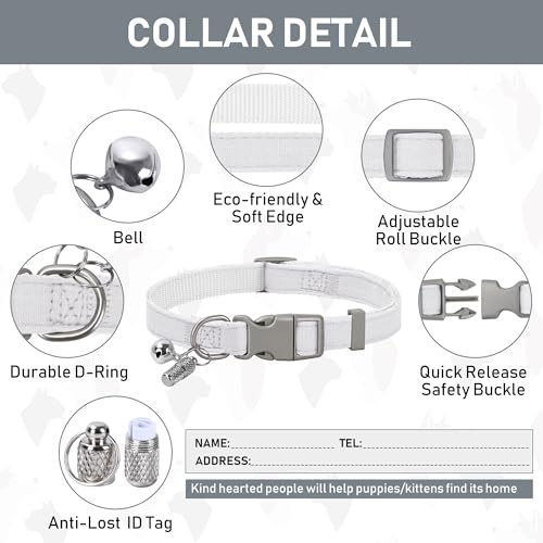 GAMUDA Small Pet Harness Collar and Leash Set, Step in No Chock No Pull Linen Fabric Soft Mesh Dog Vest Harnesses Reflective for Dogs Puppy Cats Kitten Rabbit (White, M) - color: White, size: Medium