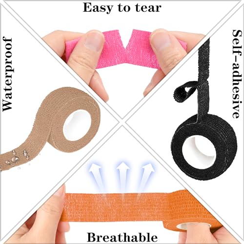 Tindobewan Self Adhesive Bandage Wrap, 1 Inch 8 Rolls Pink - color: Pink, size: 1 Inch