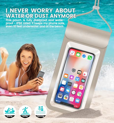 HiRui Waterproof Phone Pouch, Gold, Large - color: Gold, size: Large