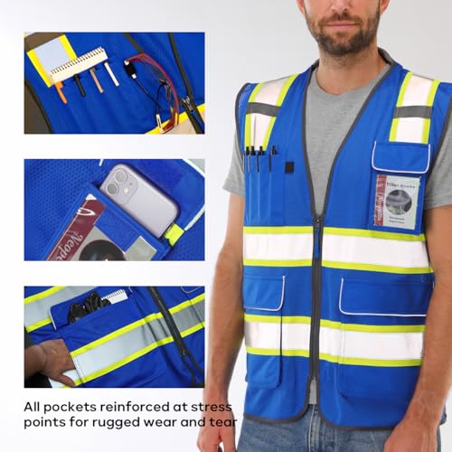 Neopelta Hi Vis Reflective Safety Vest for Men Women Blue Mesh/Yellow M - color: Blue / Yellow Trim, size: Medium