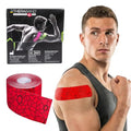 THERABAND Kinesiology Tape, Knee, 2 Inch x 16.4 Foot Roll, Hot Red/Black - color: Hot Red/Black, size: 2" x 16.4, style: 1 Roll