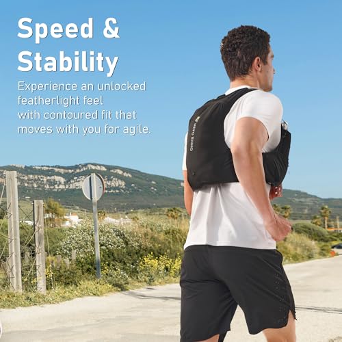 N NEVO RHINO Running Vest, Hyration Vest with 2 Pcs 500ML Soft Flasks - color: Black, size: Small