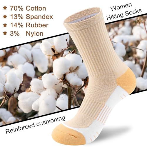 cuangya Women Crew Socks Athletic Cushioned Running Hiking 3-5 Pairs - color: 5 Pairs Spliced Tan, size: 8-10