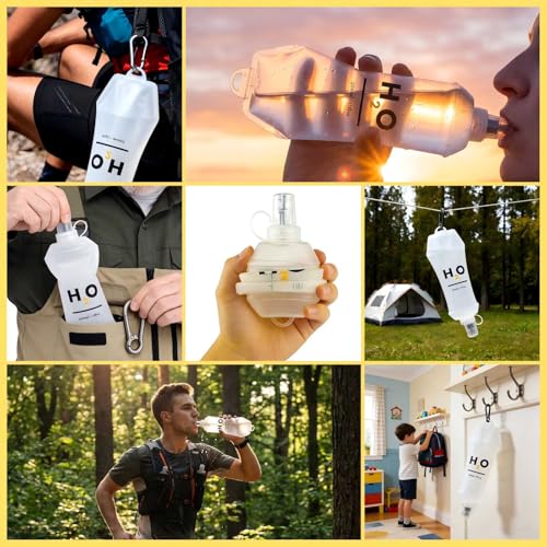 HECHZSO Water Bottle for Running 1Pack 250ml Bottle with Clip and 1 Pack 500ml TPU Soft Flask