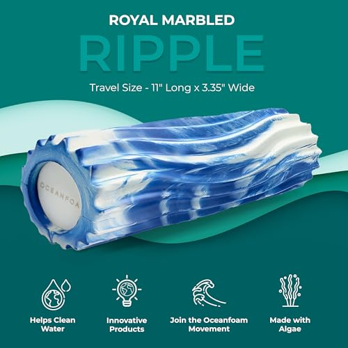 Oceanfoam Ripple Small Foam Roller for Physical Therapy (Royal Marbled) - color: Royal Marbled