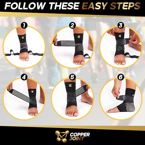 CopperJoint Adjustable Ankle Brace, Strap Support for Running and Sports - size: Medium