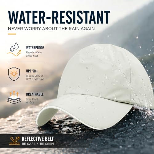 Waterproof Baseball Cap for Men Women UPF 50+ Quick-Dry Running Golf Hat - color: Beige Grey