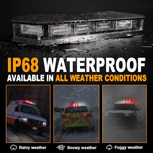 ASPL 16.5 Inch Roof Top Beacon Warning Strobe Light for Trucks Red White - color: Red/White