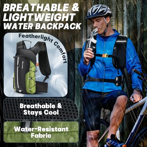 Hydration Backpack - Lightweight Water Backpack with 2L Water Bladder, Small Hiking Backpack for Running Cycling Camping Rave for Men Women - color: Green1