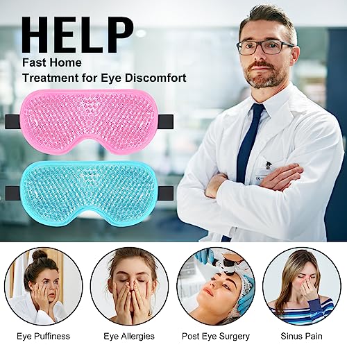 BeeVines Gel Eye Mask, Cooling Ice Masks for Puffy Eyes (2 Pack) - color: 001 Pink & Blue