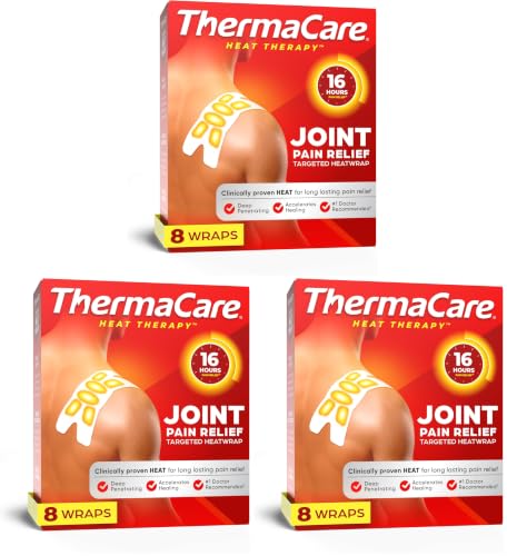 ThermaCare Portable Heating Pads for Muscle & Joint Pain Relief - Adhesive Heat Wraps, Drug-Free Heat Therapy - Flexible, Discreet Heat Patches for Daily Comfort & Wear - 8 Count (Pack of 3) - size: 8 Count (Pack of 3)