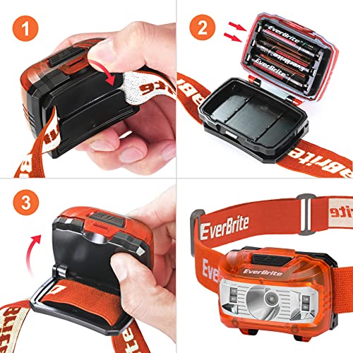 EverBrite Headlamp, 2 Pack LED Head Lamp for Kids & Adults, Red Light - color: Orange