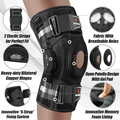 NEENCA Professional Knee Brace, Hinged Knee Support for Women & Men Relief - size: Large