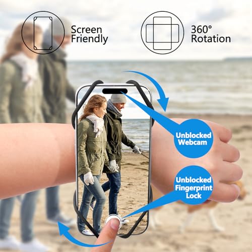 Wristband Phone Holder for Running, 360°Rotation & Detachable Sports Armband, Arm Band for Running, Fits 4''-6.5''Phone