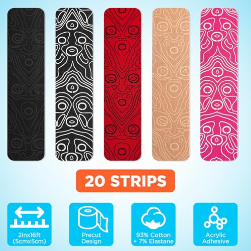 OK TAPE Kinesiology Tape PRO Pre-Cut Latex Free Strips 2in x 16.4ft 2Rolls - color: Black+black