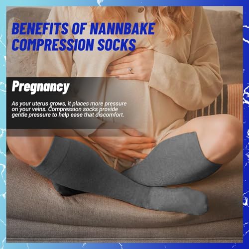 3 Pairs Compression Socks for Women & Men 15-20 mmHg, Knee High - color: 05 Black/Gray/White, size: Small-Medium