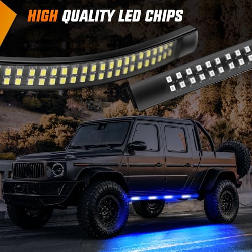 Nilight 2PCS 70 Inch Running Board LED Lights Strip Blue White for Truck - color: Blue White