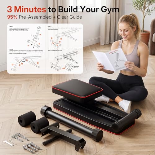 Multi-Function Compact Weight Bench Set Home Gym - color: Black 2.0