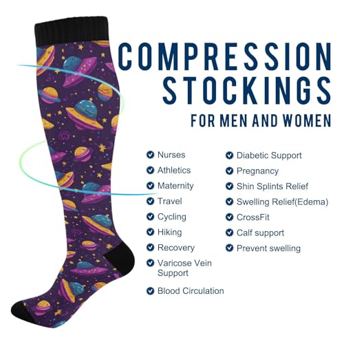 Wusikd Pirate Skulls Compression Socks for Women and Men Circulation Cute Long Socks for Athletic Running 1 - color: Multi 36
