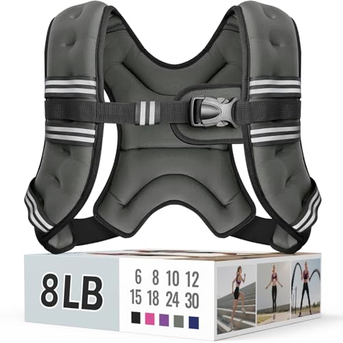 Zeerun Weighted Vest, 6/8/10/12/15/18/20/24/30LB for Men Women - color: Gray, size: 8 Lb