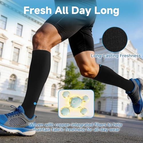 Compression Socks,Women Men Flight Travel Standing Sports Athletic - color: Black-white-grey, size: XX-Large