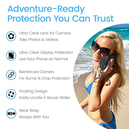 AquaVault Floating Waterproof Phone Pouch Case Universal for iPhone Android - color: Black