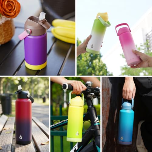 BJPKPK 2 Pack 40oz Insulated Water Bottles with Straw Lids, Stainless Steel - color: 2 X Black, size: 40 Ounces
