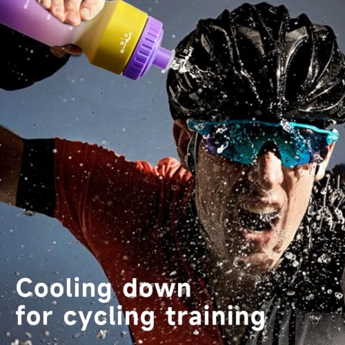24oz Bike Water Bottle, Cycling Squeeze Water Bottle Leakproof BPA Free - color: B-Purple