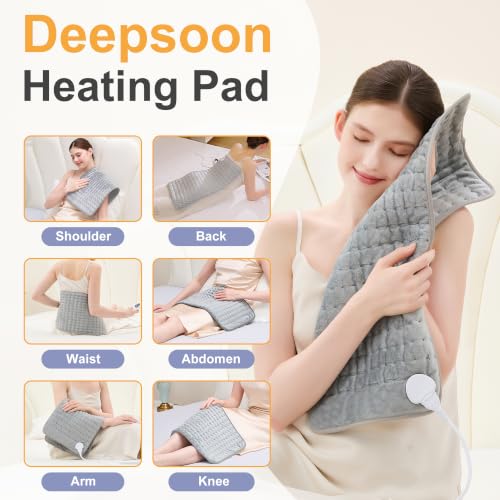 Heating Pad,Electric Heating Pad,Heating Pad for Back,Light Gray,24x12Inch - color: Silvergray, size: 24x12 Inch