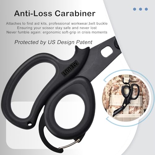 MEUUT Trauma Shears with Carabiner 7.5 Inch 2-Pack Medical Scissors - color: Black/Black+coffee/Black