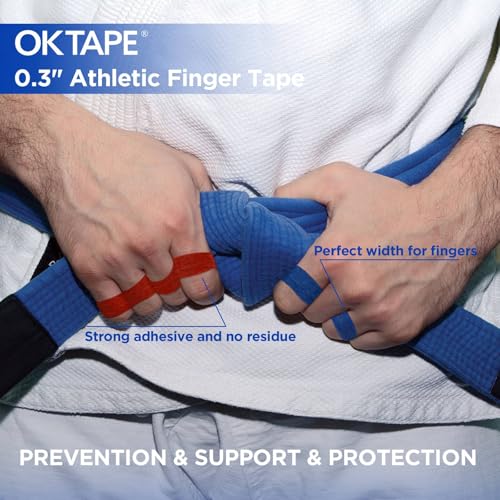 OK TAPE 8 Rolls Athletic Tape, 0.3 Inch Finger Tape, Jiu Jitsu Sports Tape - color: 0.3-black, White, Blue, Red, size: 15 yards