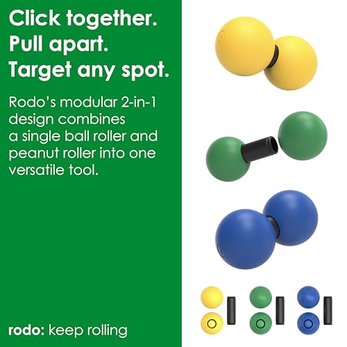 Rodo 2-in-1 Peanut & Lacrosse Ball Roller (Soft, Medium, Firm) | Fascia Massage & Mobility Tool | Deep Tissue Pain Relief | Foam Roller Alternative for Plantar Fasciitis, HIPS, Back, Legs