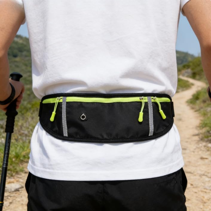 Sports Waist Pack with Water Bottle Holder – Reflective Running Belt with Multi Pocket Storage for Cycling and Exercise (Black) - color: Black