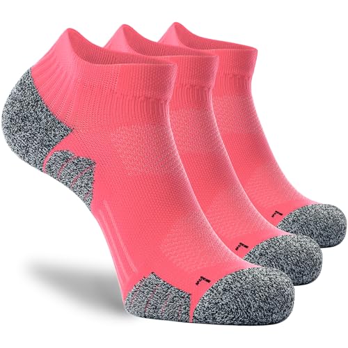 CWVLC Cushioned Athletic Ankle Compression Socks for Women Men 3/6 Pairs - color: 3-pairs Watermelon, size: Large
