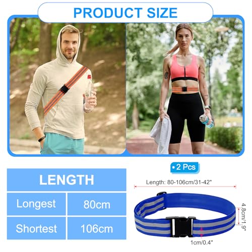 PATIKIL Adjustable Reflective Running Belt, Glow Pt Belt Sash for Cycling Walking - color: Blue, size: 1.9 Inch