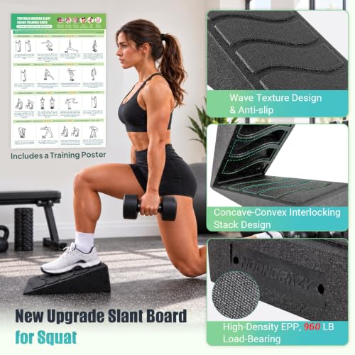 Squat Wedge Block, 960 LBS Weight Capacity, Slant Board for Calf Stretching - color: Classic&Black