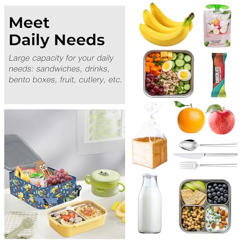 Clastyle Car Insulated Kid Lunch Bag for Boy Lunch Box, Yellow Excavator - color: Yellow Excavator