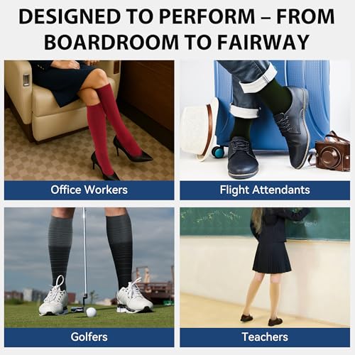 NEWZILL Copper Compression Dress Socks for Women & Men, 15-20 mmHg - color: Black, size: Small-Medium