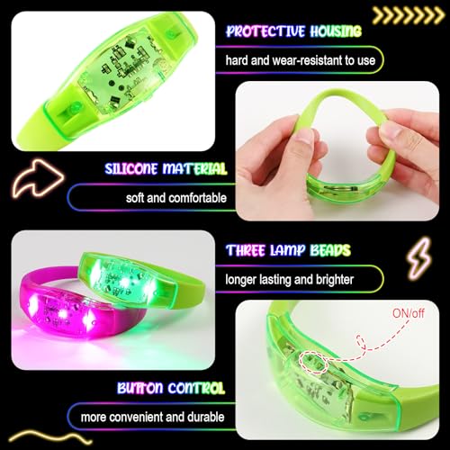 JellyArch 80 Pcs Glow Bracelets, LED Sound Activated Flashing Party Favors - color: Classic